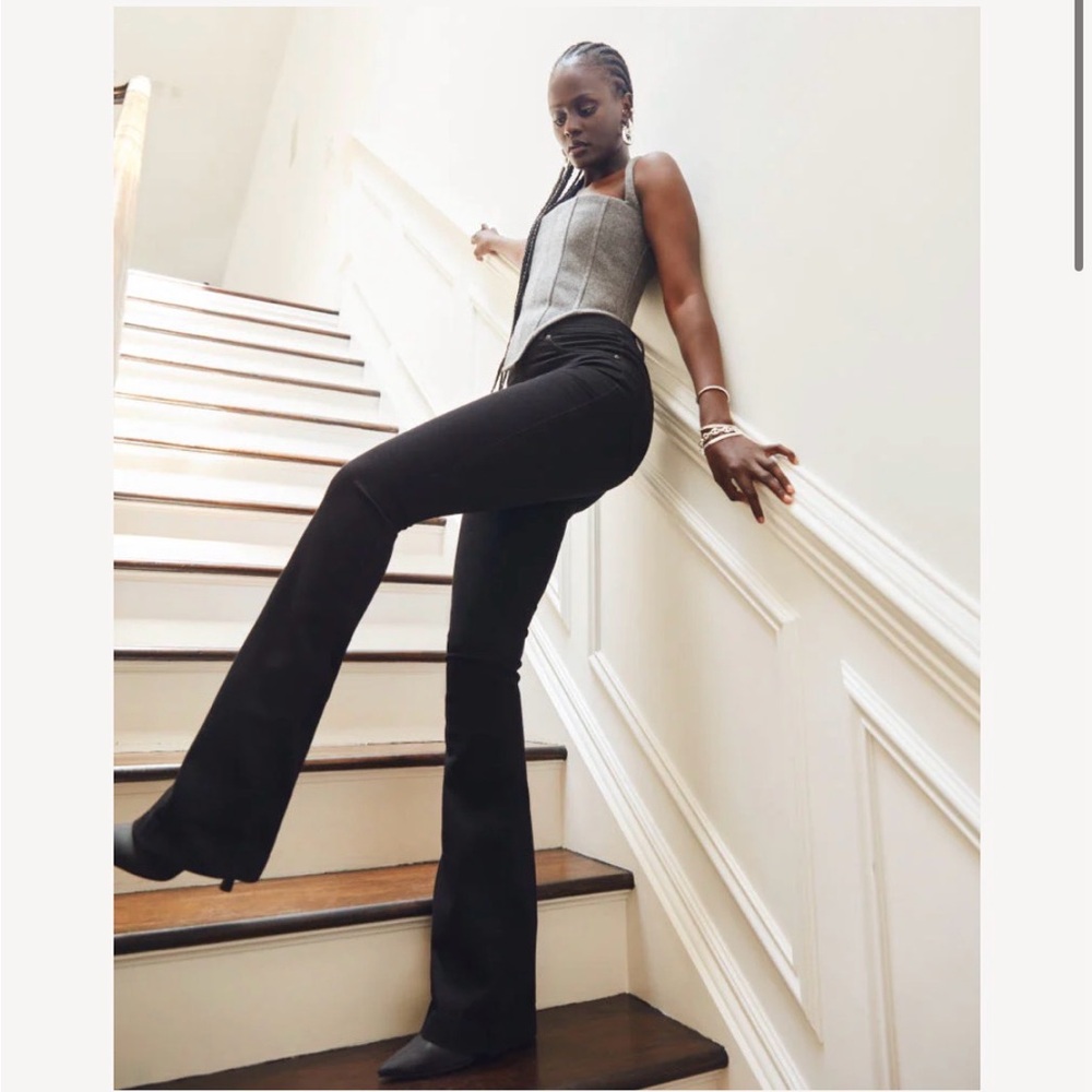 Spanx Flare High Rise Jeans washed Black XS $148